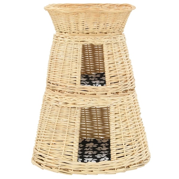 vidaXL Kattkorg 3 delar med dynor 47x34x60 cm naturlig pil Brun