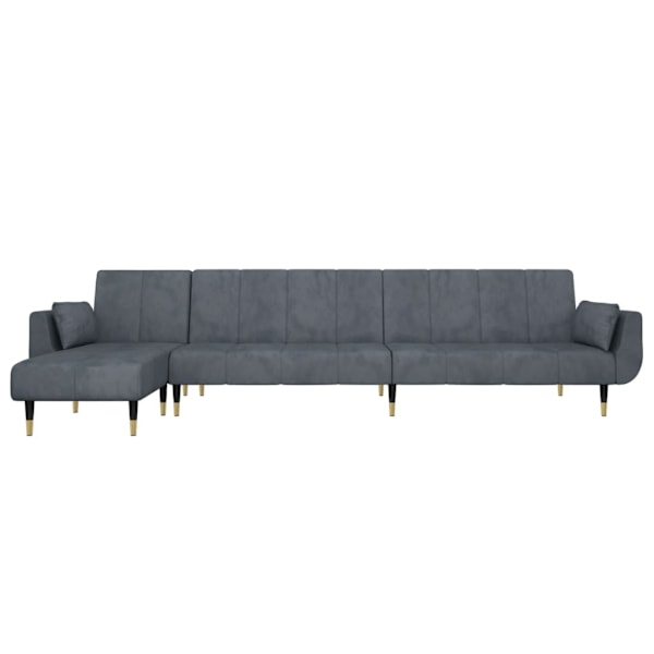 vidaXL L-formad bäddsoffa mörkgrå 275x140x70 cm sammet Grå