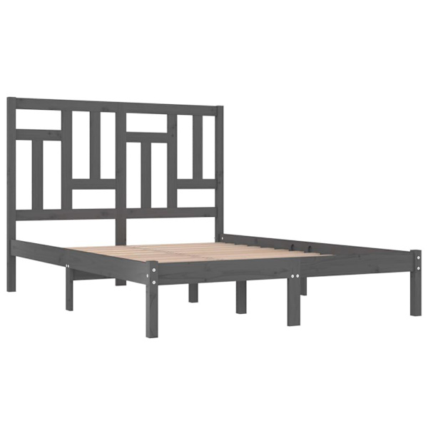 vidaXL Sängram grå massiv furu 160x200 cm Grå