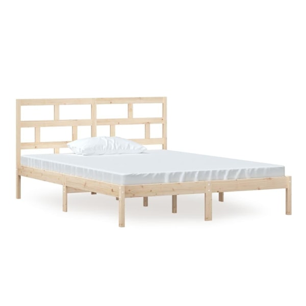 vidaXL Sängram massivt trä 150x200 cm Brun
