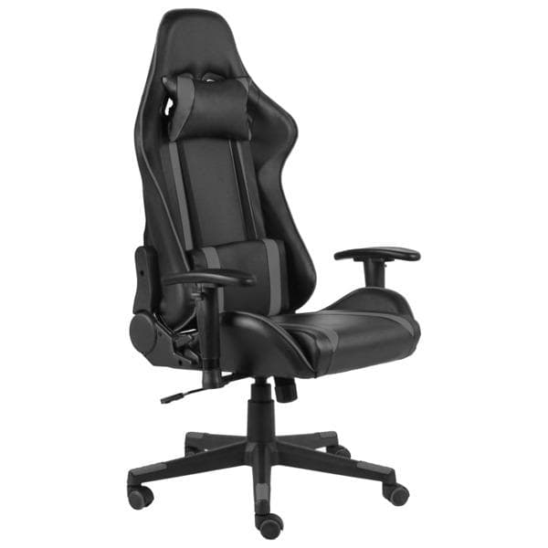 vidaXL Snurrbar gamingstol grå PVC grå