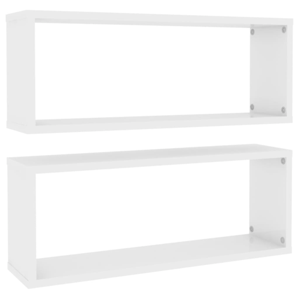 vidaXL Vägghylla kubformad 2 st vit 60x15x23 cm konstruerat trä Vit