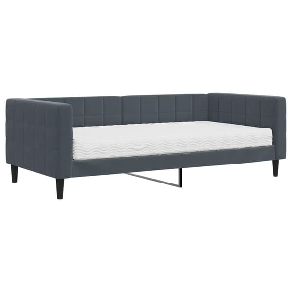vidaXL Dagbädd med madrass mörkgrå 90x190 cm sammet Grå