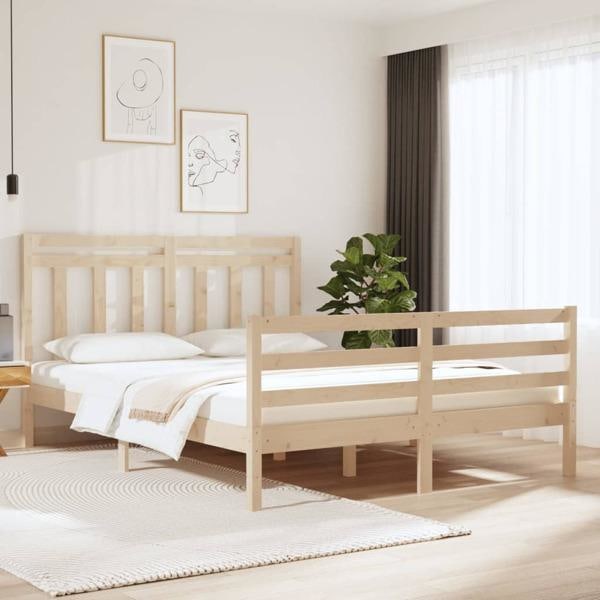 vidaXL Sängram massivt trä 120x190 cm Brun