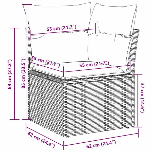 vidaXL Trädgårdsoffset 7 st Ljusgrå konstrotting Ljusgrå
