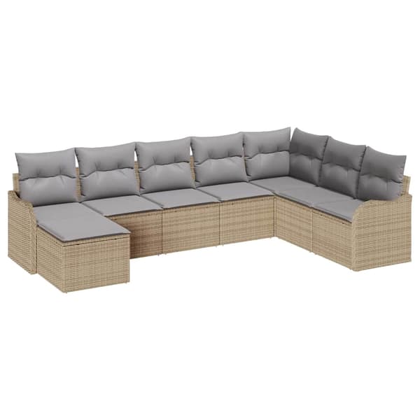 vidaXL Trädgårdsoffset 8 st Beige konstrotting Beige