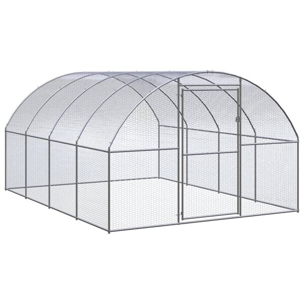 vidaXL Hönsbur för utomhusbruk 3x4x2 m galvaniserat stål Silver