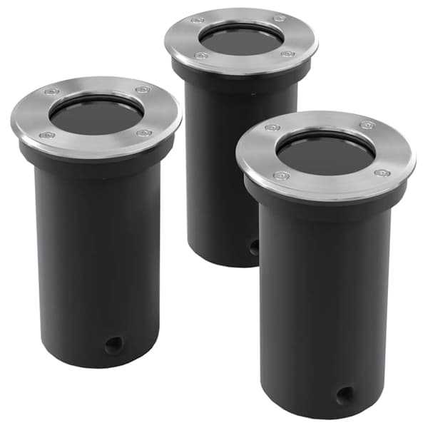 vidaXL Markbelysning rund 3-pack Silver