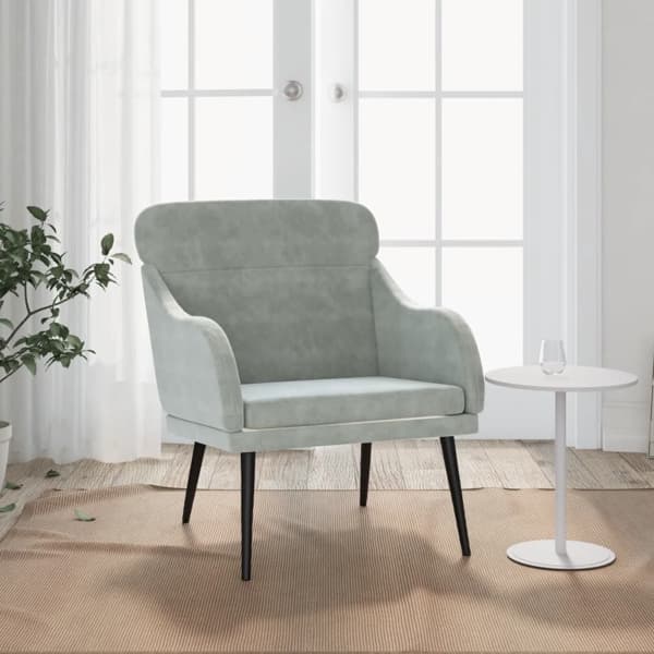 vidaXL Fåtölj Ljusgrå 63x76x80 cm sammet Grå