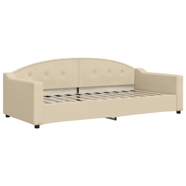 vidaXL Dagbädd utdragbar med lådor gräddvit 90x200 cm tyg Kräm