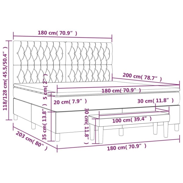 vidaXL Ramsäng med madrass mörkgrön 180x200 cm sammet Grön