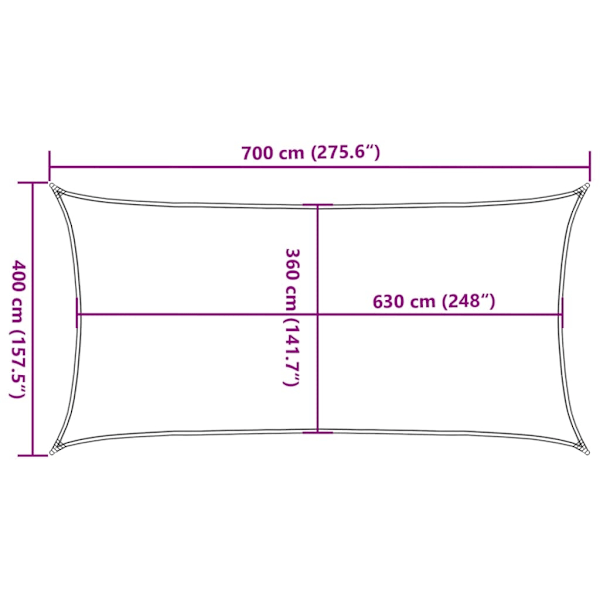 vidaXL Solsegel 160 g/m² gräddvit 4x7 m HDPE Creme