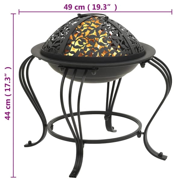 vidaXL Eldstad med eldgaffel 49 cm stål art