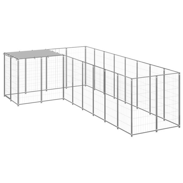 vidaXL Hundgård silver 6,05 m² stål Silver
