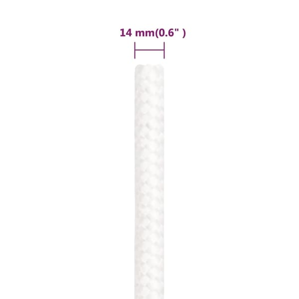 vidaXL Båtlina helvit 14 mm 100 m polypropylen Vit