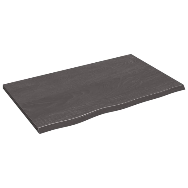 vidaXL Bordsskiva mörkbrun 80x50x2 cm behandlad massiv ek Brun