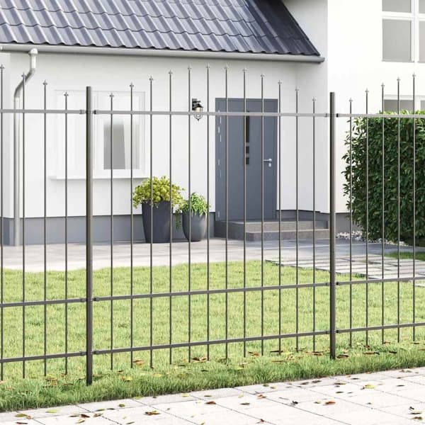vidaXL Trädgårdsstängsel 4 pcs Grå 170 x 215 cm Pulverlackerat stål Grå