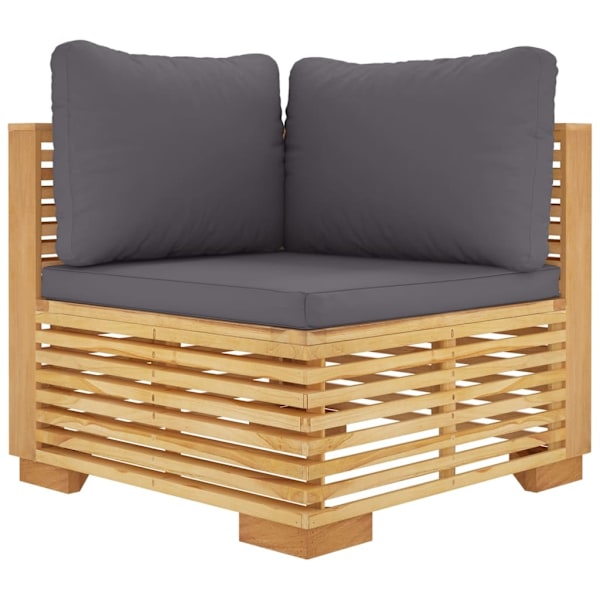 vidaXL Loungegrupp för trädgården med dynor 7 delar massiv teak Brun