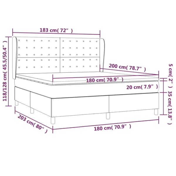 vidaXL Ramsäng med madrass mörkgrå 180x200 cm sammet Grå