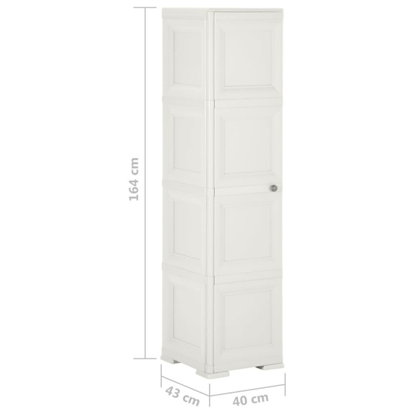 vidaXL Plastskåp 40x43x164 cm träimitation kaninvit Vit