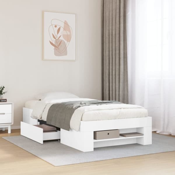 vidaXL Sängram vit 75x190 cm konstruerat trä Vit
