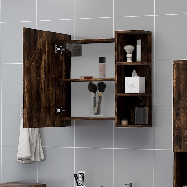 vidaXL Spegelskåp för badrum rökig ek 62,5x20,5x64 cm konstruerat trä Brun