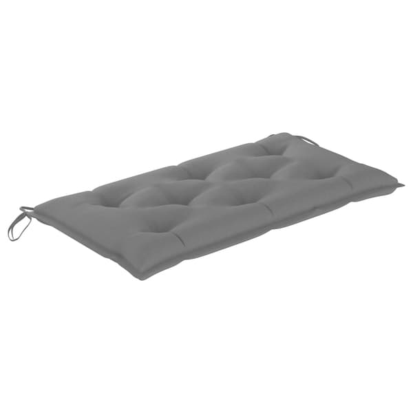 vidaXL Trädgårdsbänk med grå dyna 112 cm massiv teak grå