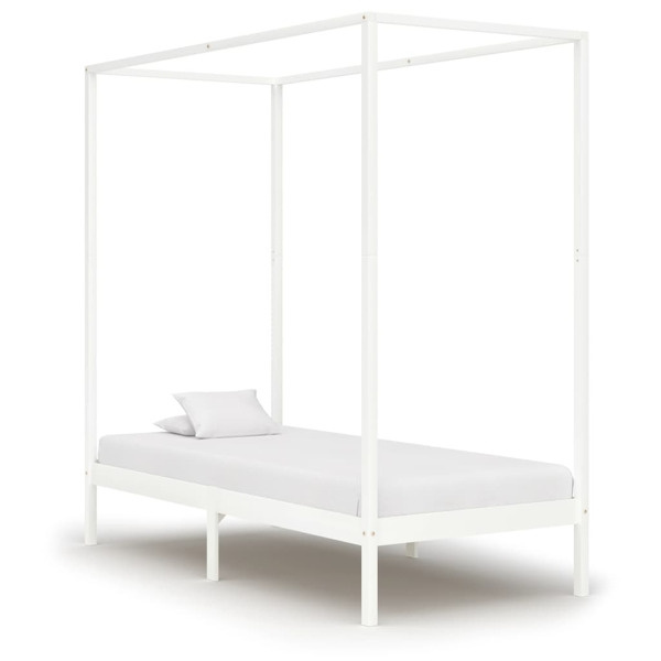 vidaXL Sängram himmelsäng vit massiv furu 100x200 cm Vit