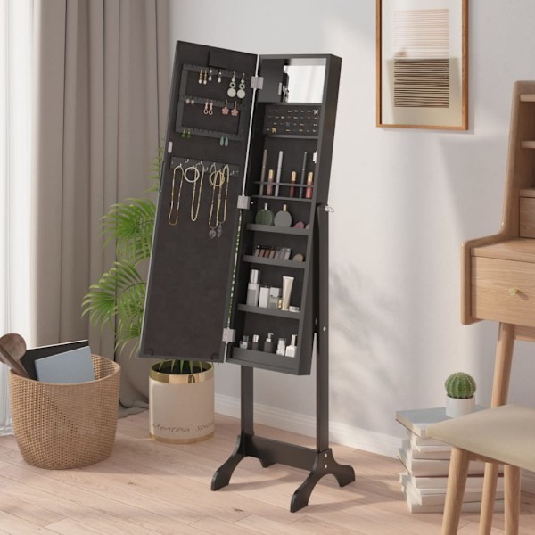 vidaXL Fristående spegel med LED svart 34x37x146 cm Svart
