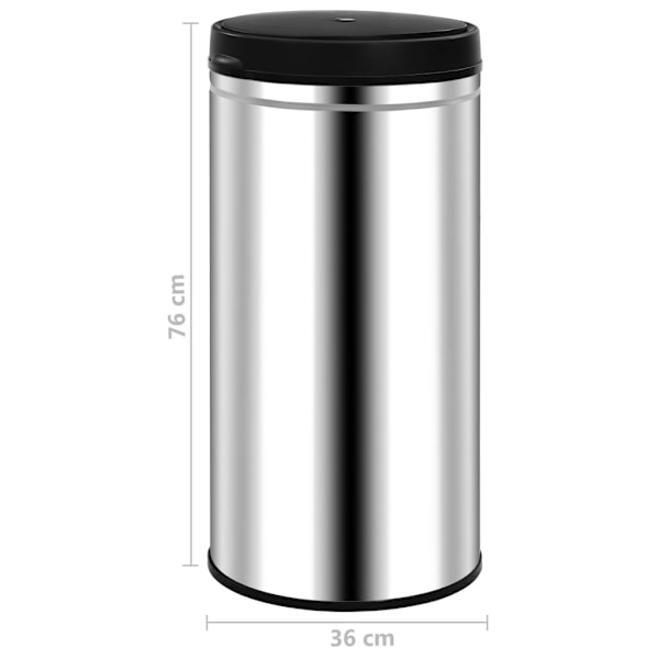 vidaXL Soptunna med automatisk sensor 70 L rostfritt stål Silver
