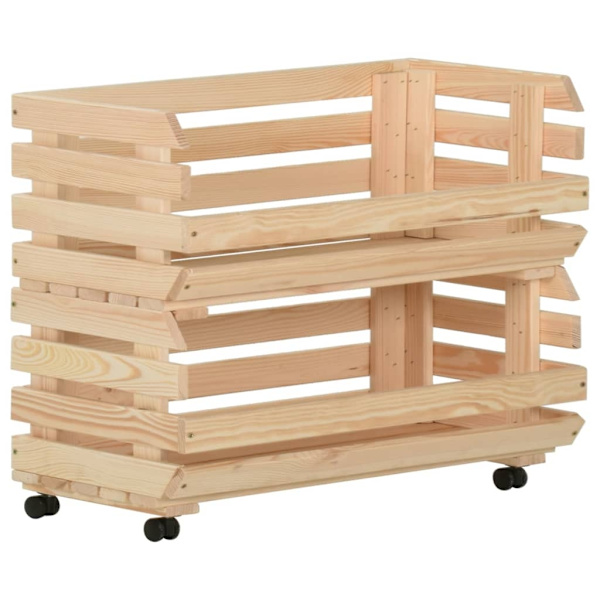 vidaXL Grönsaksvagn 77x30x80 cm massiv furu Brun