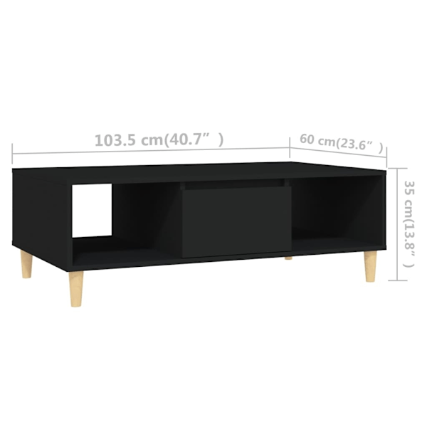 vidaXL Soffbord svart 103,5x60x35 cm konstruerat trä Svart