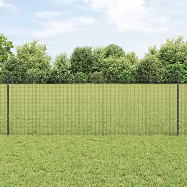 vidaXL Utomhus Svetsat Stängsel med Stolpar 50 x 0,8 m Grå Mesh Grå