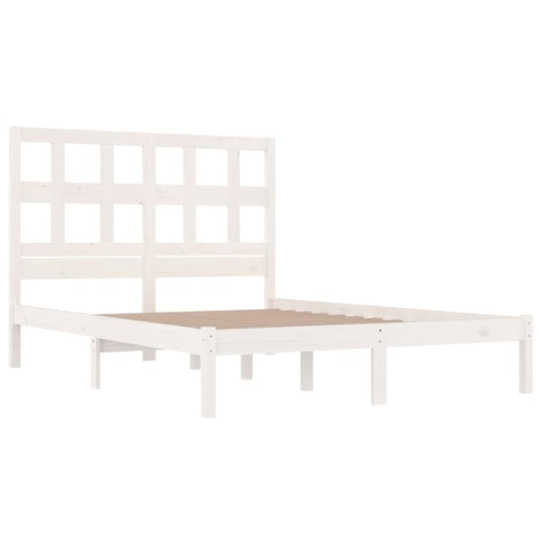 vidaXL Sängram vit massiv furu 120x190 cm Vit