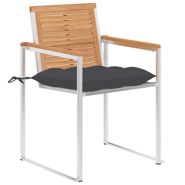 vidaXL Trädgårdsstolar med dynor 4 st massiv teak Antracit