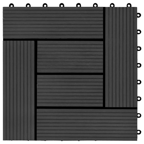 vidaXL Trall 22 st 30x30 cm 2 kvm WPC svart Svart