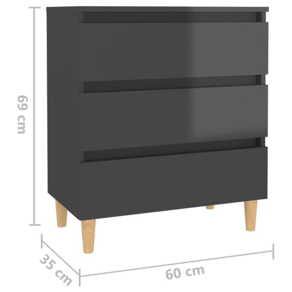 vidaXL Skänk grå högglans 60x35x69 cm konstruerat trä grå