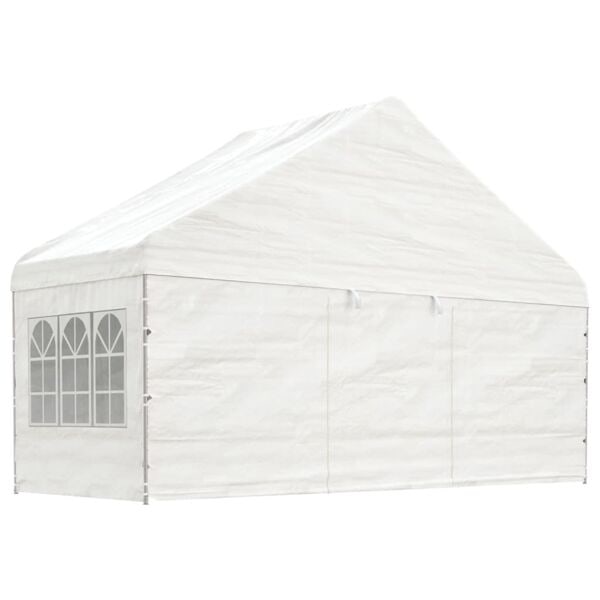 vidaXL Paviljong med tak vit 5,88x2,23x3,75 m polyeten Vit