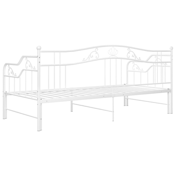 vidaXL Utdragbar sängram bäddsoffa vit metall 90x200 cm Vit