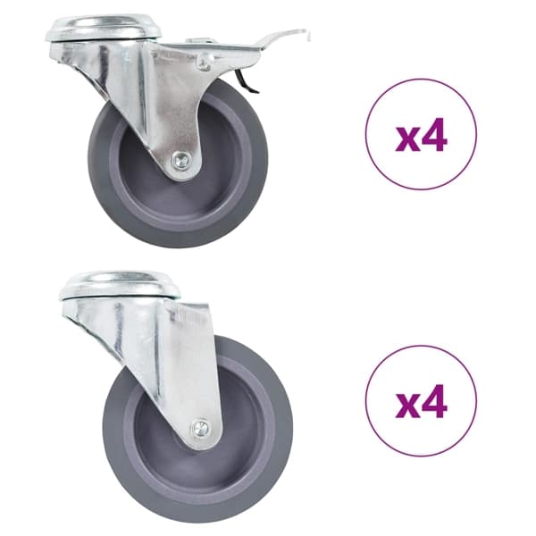 vidaXL Länkhjul med bulthål 8 st 75 mm