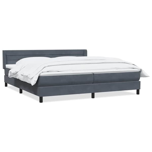 vidaXL Ramsäng med madrass mörkgrå 180x210 cm sammet Grå