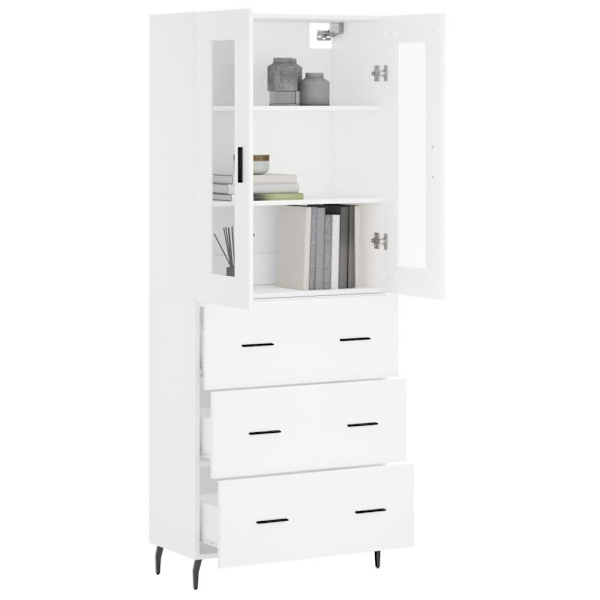vidaXL Högskåp vit 69,5x34x180 cm konstruerat trä Vit
