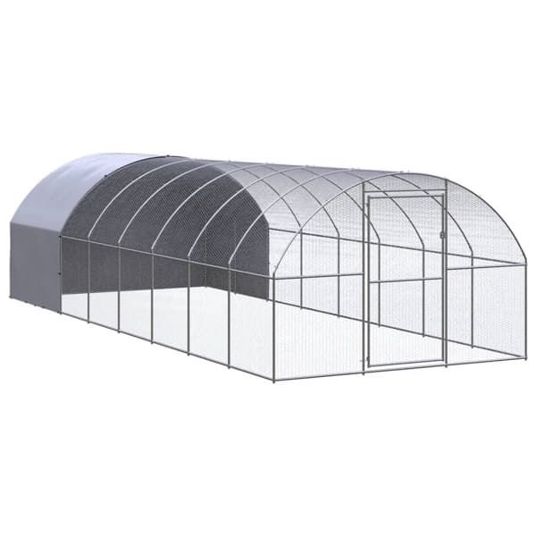 vidaXL Hönsbur för utomhusbruk 3x8x2 m galvaniserat stål Silver