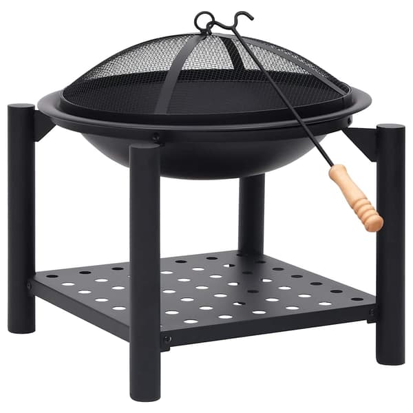 vidaXL Eldstad med eldgaffel 54x54x55 cm stål Svart