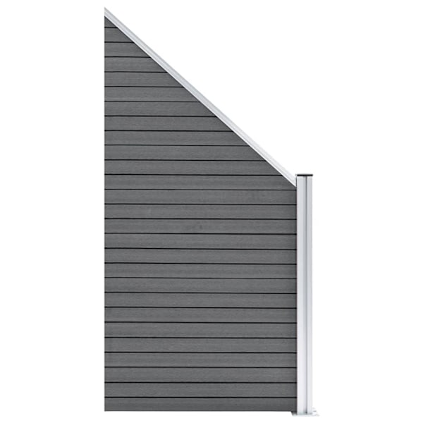 vidaXL WPC-staketpanel 6 fyrkantig + 1 vinklad 1138x186 cm grå grå