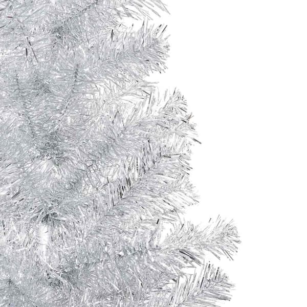 vidaXL Belyst plastgran med kulor silver 210 cm PET Silver