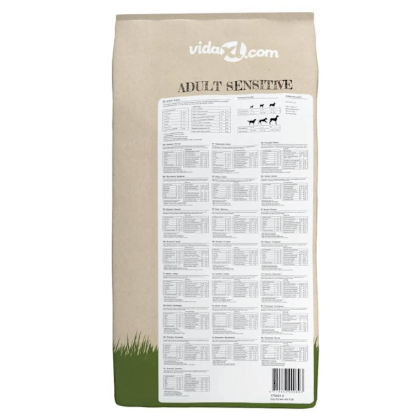 vidaXL Premium Hundmat torr Adult Sensitive Lamb & Rice 15 kg