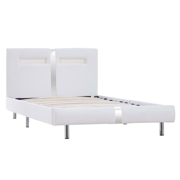 vidaXL Sängram med LED vit konstläder 90x200 cm Vit