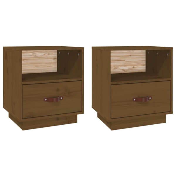 vidaXL Sängbord 2 st honungsbrun 40x34x45 cm massiv furu Brun