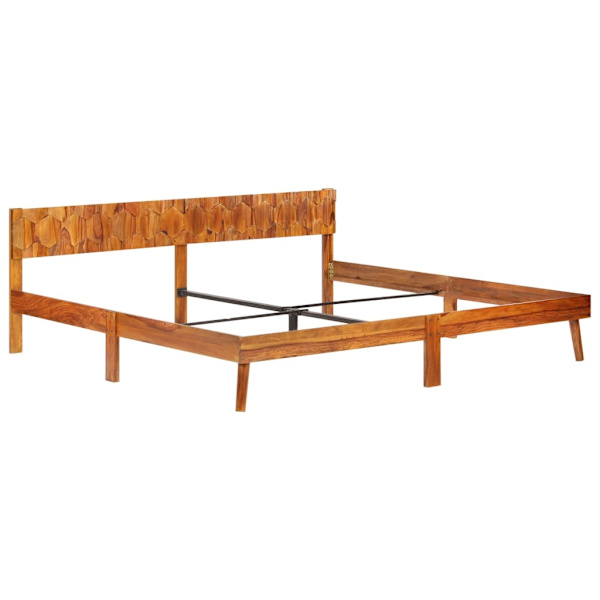 vidaXL Sängram massivt sheshamträ 200x200 cm Brun